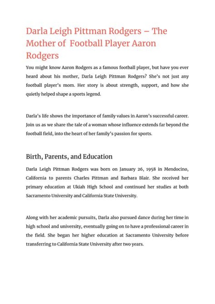 Darla Leigh Pittman Rodgers: A Comprehensive Biography and Insights