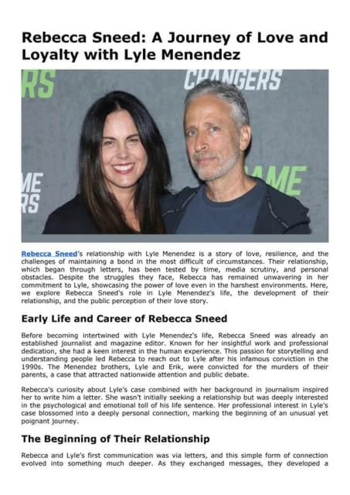 Rebecca Sneed Menendez: A Deep Dive into Her Life and Career